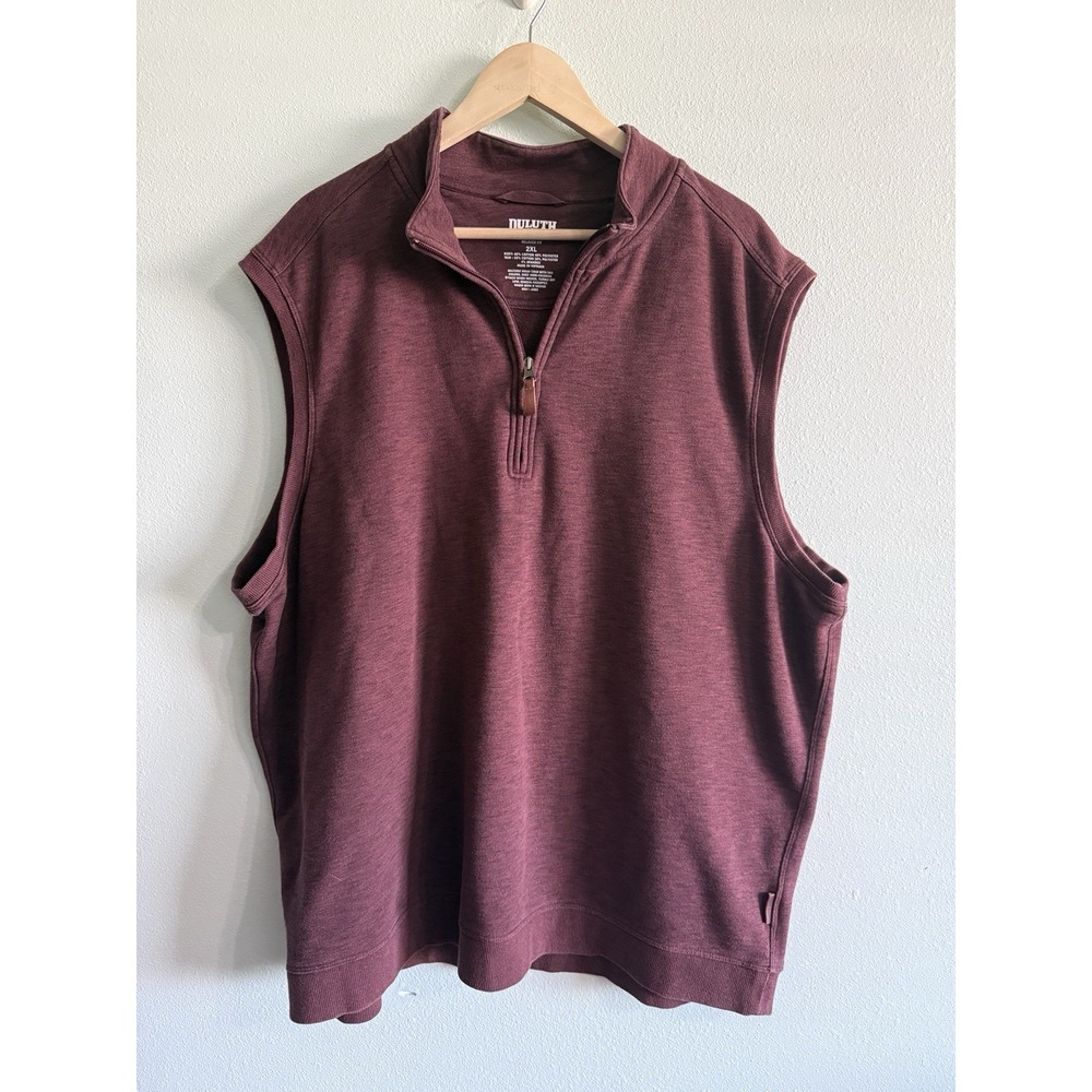 Duluth Loophole Comfort Vest Mens 2XL Maroon Pullover Quarter Zip Relaxed 88314